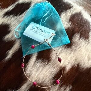 New authentic Tula blue pink tigers eye Beaded anklet